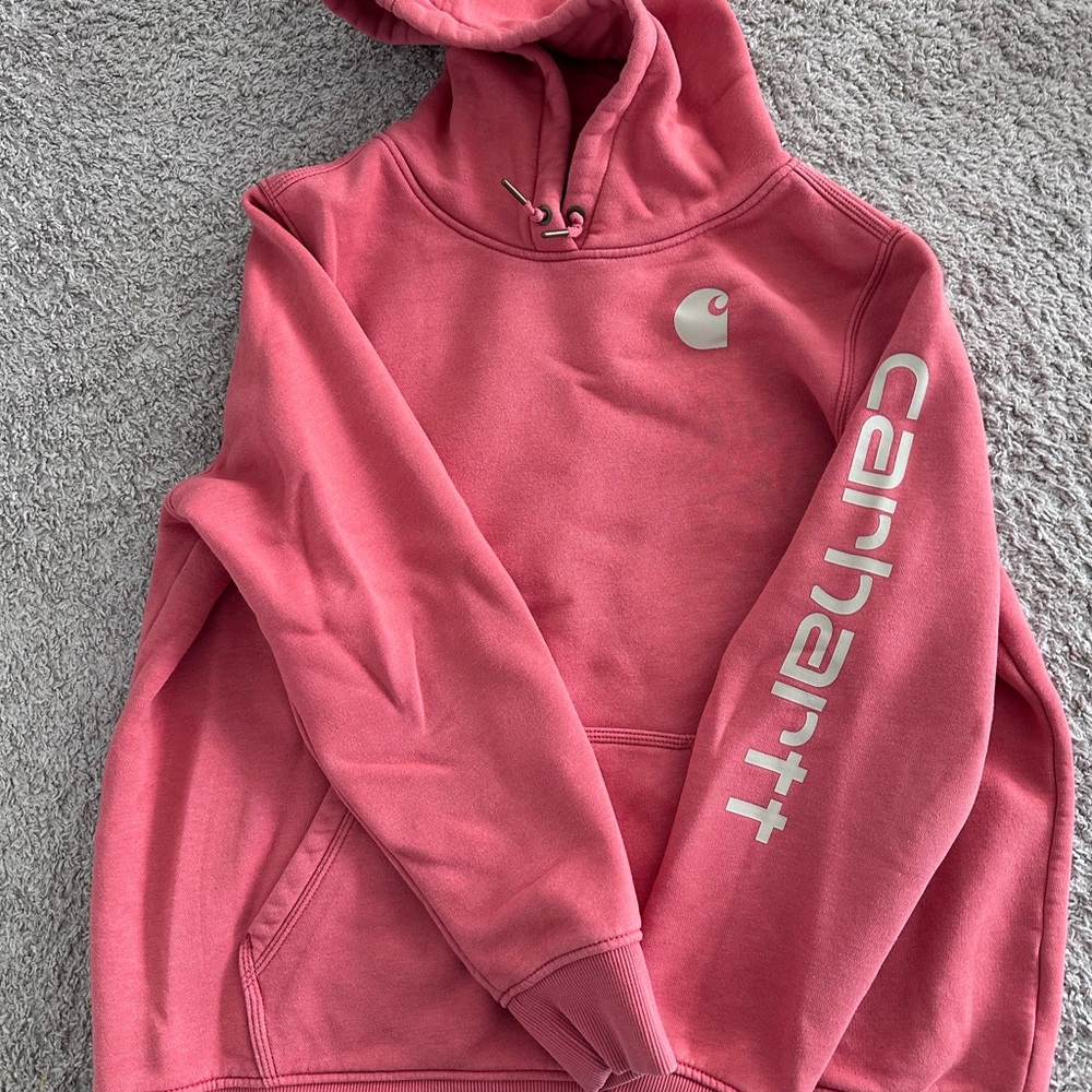 WOMEN'S RELAXED FIT MIDWEIGHT LOGO SLEEVE GRAPHIC HOODIE